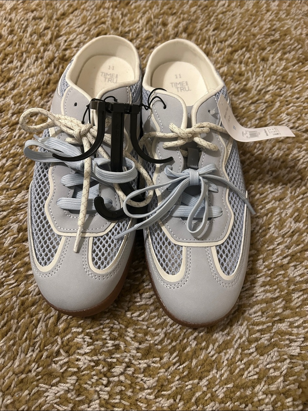 Time and Tru Women's Light Blue and White Mesh Lace-Up Sneakers